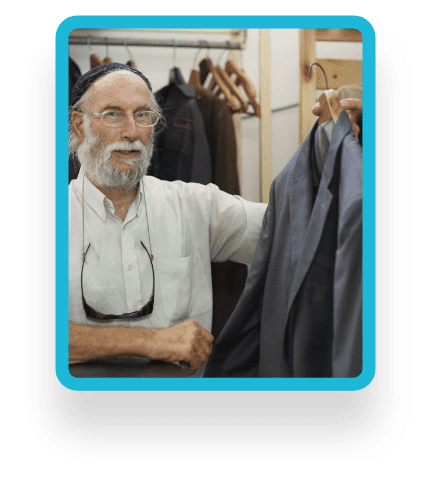 73 year old Avraham can replace his ripped suit with a dignified one that he can wear to synagogue and to his nephew's upcoming wedding.
